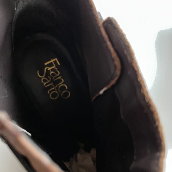 Franco Sarto Dotty Brown Leather Zip Chunky Heel Ankle Booties w/ Straps… - Picture 6 of 11